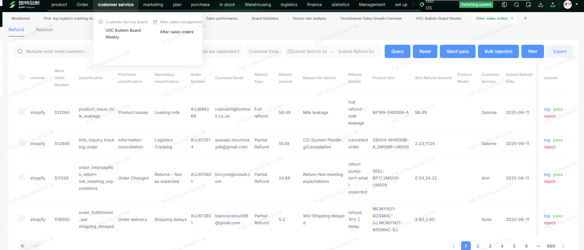 Customer Service Dashboard